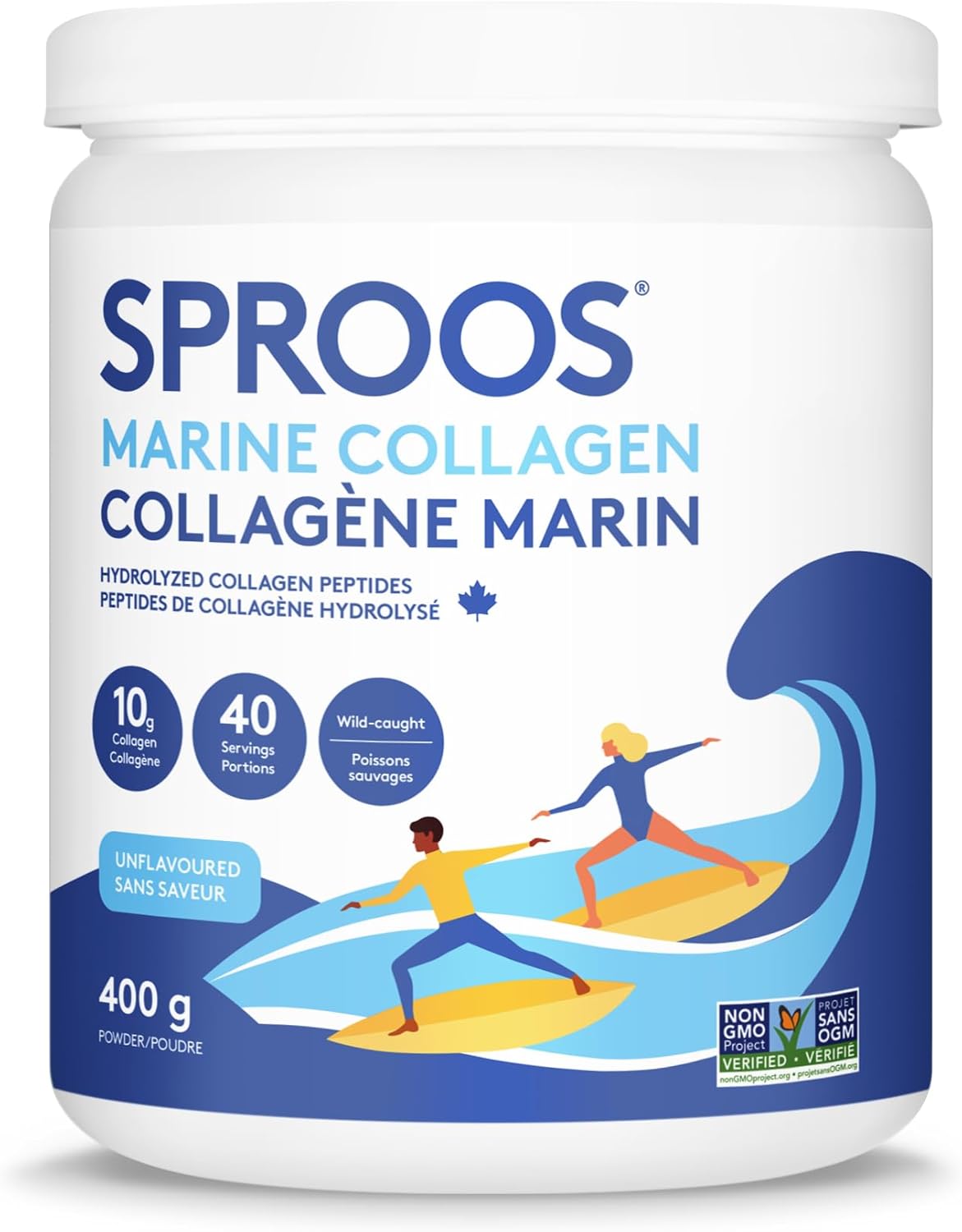 Sproos - Marine Collagen - Beverage Powder - Hydrolised Collagen Peptides - Healthy Hair, Skin & Nails - Unflavoured (No Fishy Taste) - 24-Day Supply - 240 G