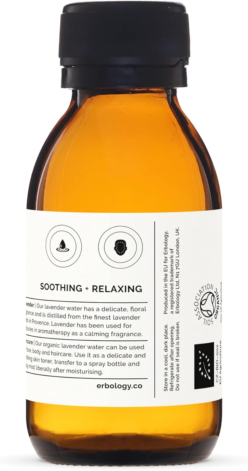 Erbology Organic Lavender Water 100ml - Premium Food Grade Hydrolate of Lavender - Tone, Calm & Destress - Small Batch - Sustainably Sourced Straight from Farm in Provence, France : Amazon.co.uk: Beauty