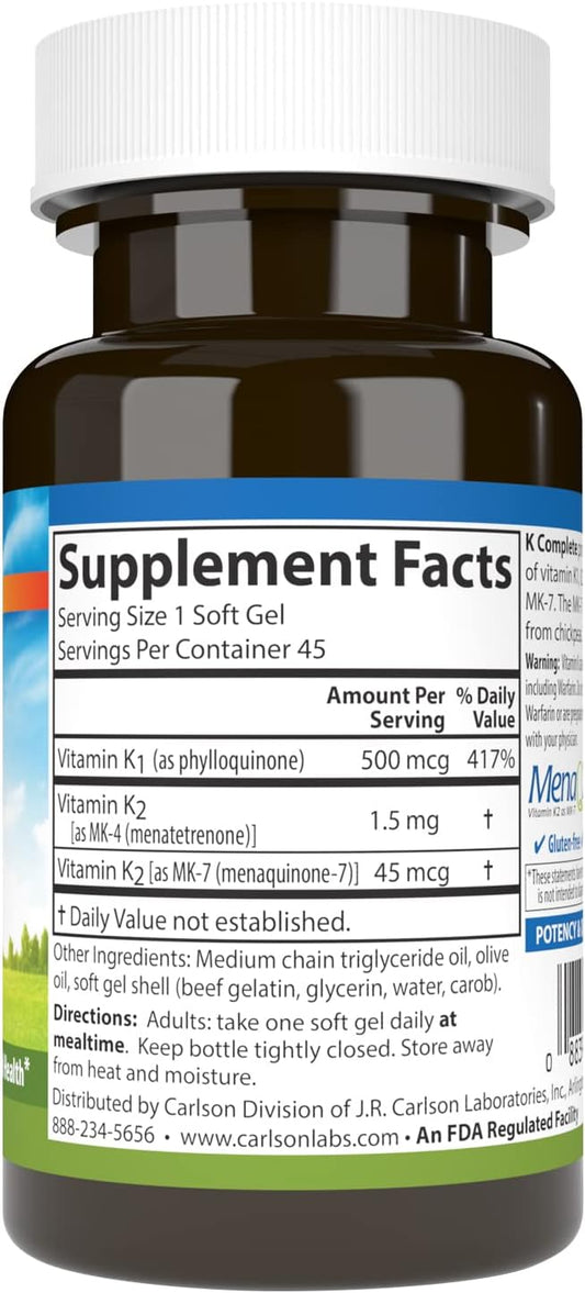 Carlson Labs K Complete Softgels, 90 Count