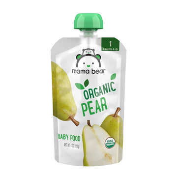 Mama Bear Organic Baby Food, Stage 1, Pear, 4 Ounce (Pack of 12)