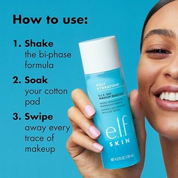 e.l.f. SKIN Holy Hydration! e.l.f. Off Makeup Remover, Liquid Makeup Remover For Eye, Lip & Face Makeup, Gentle Formula, Vegan & Cruelty-free : Amazon.co.uk: Beauty