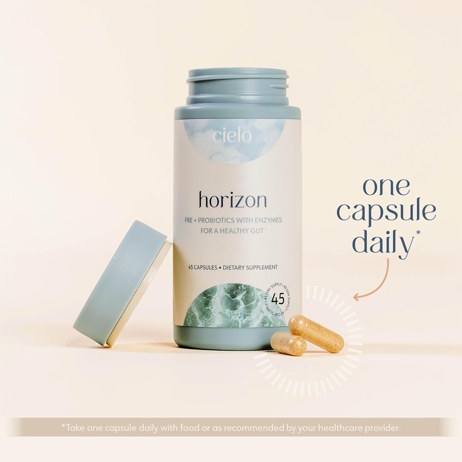 Cielo Daily Horizon Prebiotics - Probiotics For Men And Women - Daily Probiotics 20 Billion Cfu For Adults Gut Health - Contains Digestive Enzymes Blend For Digestion Of Nutrients (45 Day Supply) : Health & Household