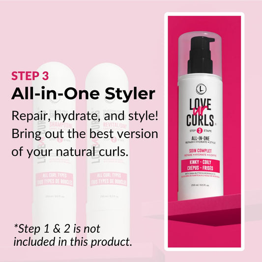 Love Ur Curls Lus Brands All-In-One Styler For Kinky-Coily Hair 8.5 Oz - Repair, Hydrate, Style One Easy Step - For Natural Textures - No Crunch Non-Sticky With Shea Butter & Moringa