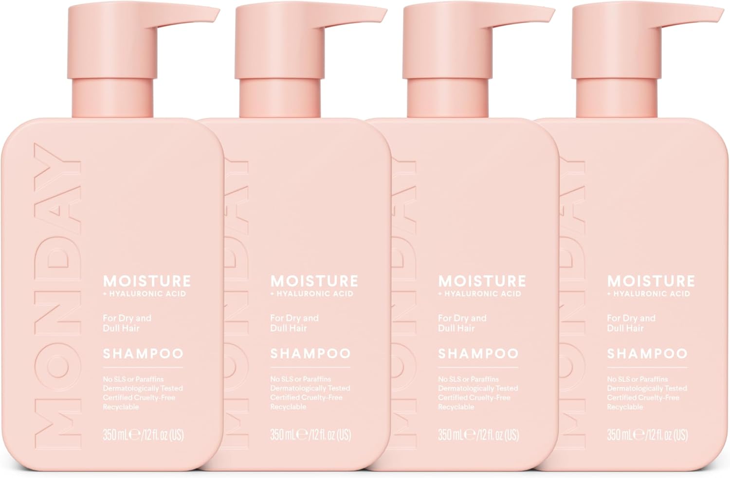 Monday 4 X 350 Ml Haircare Moisture Conditioner With Hyaluronic Acid, Coconut Oil & Shea Butter For Dry & Dull Hair
