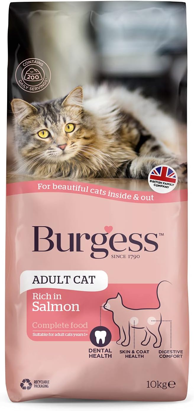 Burgess Dry Cat Food for Adult Cats Rich in Salmon, 10 kg?FC00006J