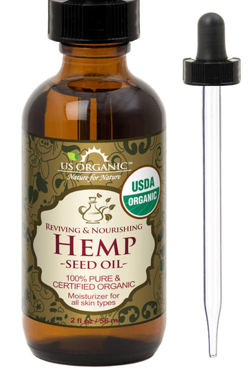 Us Organic Hemp Seed Oil, Certified Organic, Pure & Natural, Cold Pressed Virgin, Unrefined, Amber Glass Bottle With Glass Eye Dropper For Easy Application (2 Oz (56 Ml))