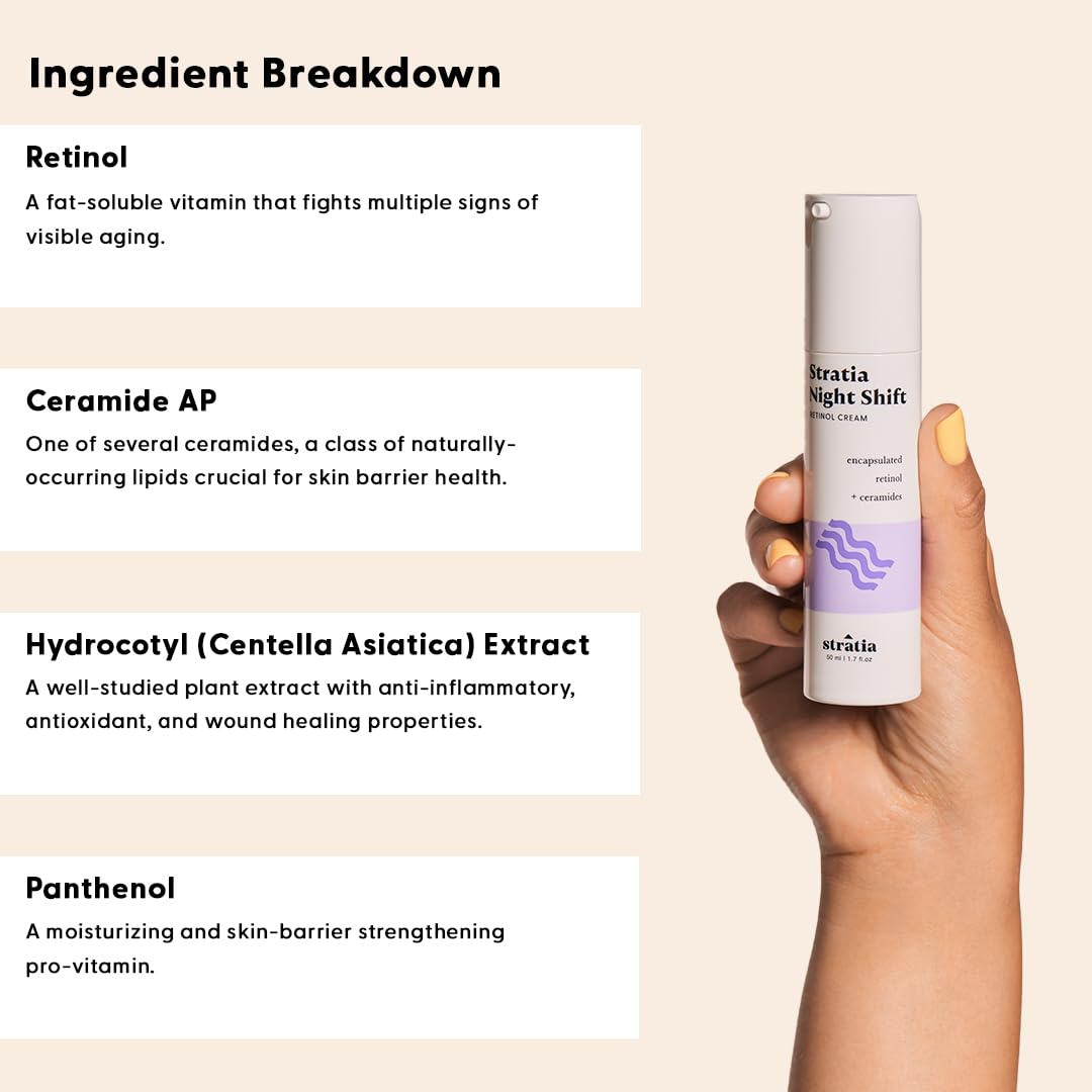 Stratia Night Shift - Age-Defying Night Cream With Encapsulated Retinol - Formulated For All Skin Types, 1.7 Fl Oz