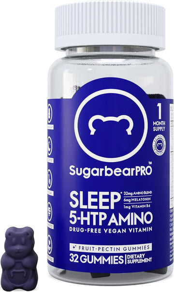 SugarbearPro Sleep Gummy for Adults with Extra Strength Melatonin 6mg, Magnesium, L-Theanine, 5 HTP, B6, Valerian Root, Lemon Balm - Chewable Sleep Supplement, Vegan Sleep Aid Vitamins-1 Month Supply