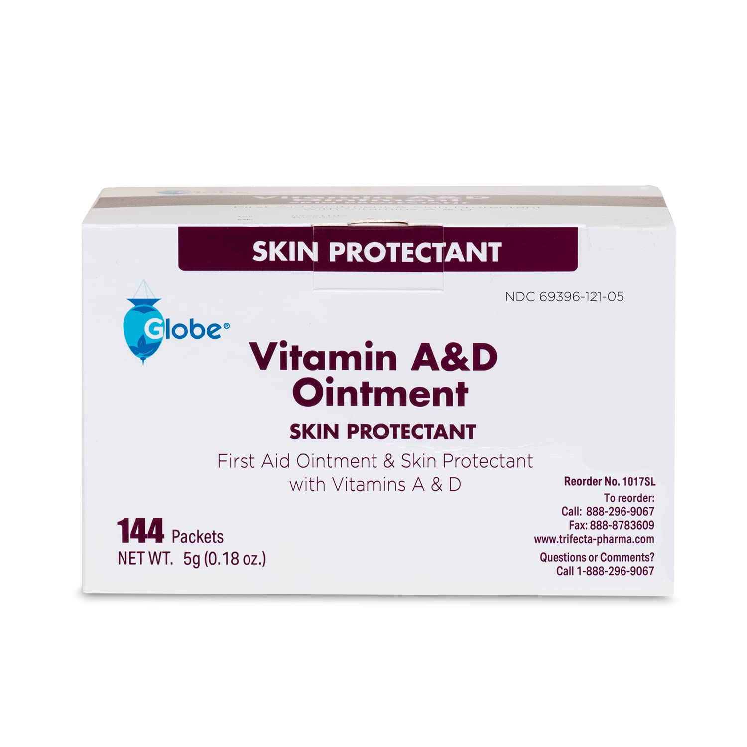 Globe (Box of 144) Vitamin A & D Ointment, First Aid & Skin Protectant with Vitamins A&D, 5g Packets, 144-Packets Box, Lanolin & Petrolatum Formula for Men, Women & Baby Skin : Health & Household