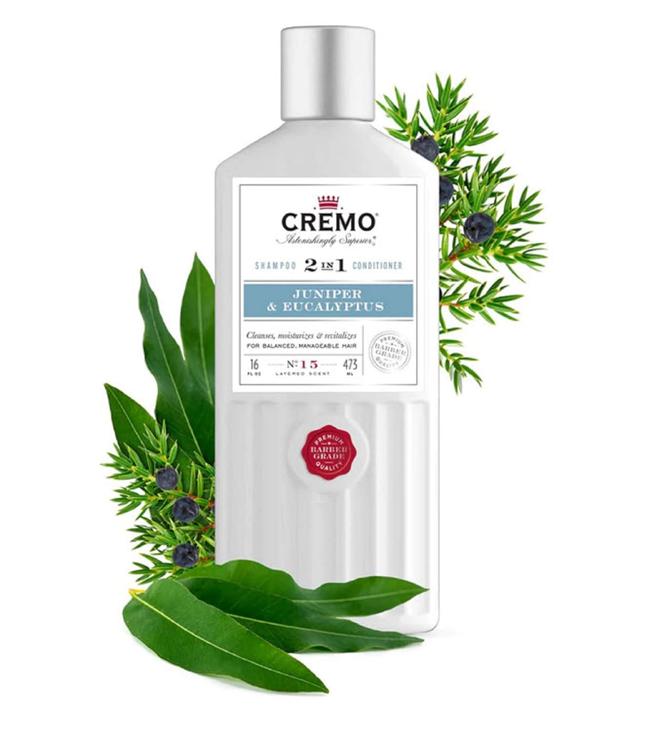 Cremo Barber Grade Juniper & Eucalyptus 2-in-1 Shampoo & Conditioner, 16 Fl Oz (2-Pack) : Beauty & Personal Care