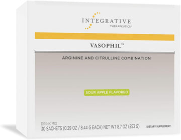 Integrative Therapeutics Vasophil Drink Mix - Nitric Oxide Support Supplement With Arginine & Citrulline Combination* - Sour Apple Flavored - Gluten Free - Dairy Free - Vegan - 30 Sachets
