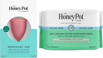 The Honey Pot Company - Menstrual Cup & Panty Liners For Women Bundle - Natural Feminine Hygiene Products - Hypoallergenic - Sanitary Pads For Women - Feminine Care - Fsa & Hsa Eligible - Size 2 Cup