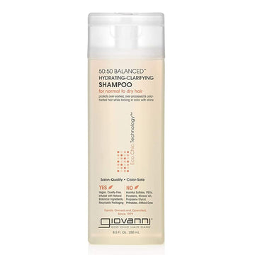 Giovanni Eco Chic 50:50 Balanced Hydrating Clarifying Shampoo - Leaves Hair Ph Balanced For Over-Processed Hair, Provides Moisture & Protection, Salon Quality, No Parabens, Color Safe - 8.5 Oz