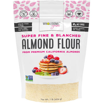 Wholesome Yum Premium Fine Blanched Almond Flour For Baking & More (16 Oz / 1 Lb) - Low Carb, Gluten Free, Non Gmo, Keto Friendly Flour Substitute With Ground Almonds