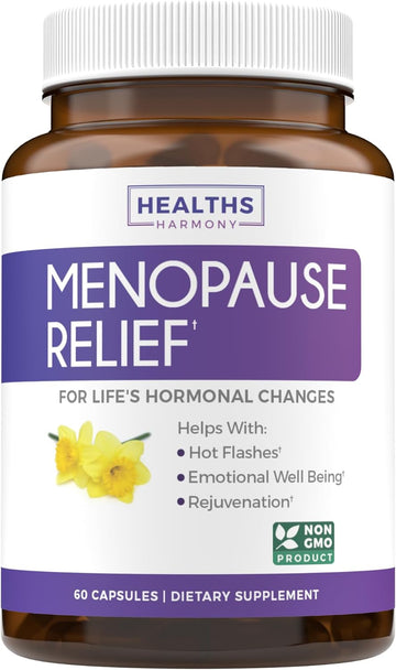 Complete Menopause Relief (Non-GMO) Multi-Symptom Relief From Hot Flashes, Night Sweats, Mood Swings - Hormone Balance For Women with Black Cohosh, Soy Isoflavones - Hormonal Supplements - 60 Capsules