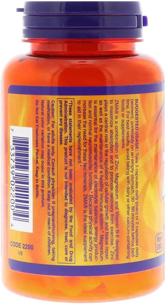 Now Foods Sports Nutrition, Zma (Zinc, Magnesium And Vitamin B-6), Enhanced Absorption, Sports Recovery*, 90 Capsules