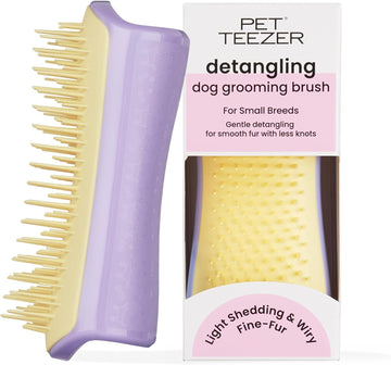 Tangle Teezer Small Pet Teezer Small Detangling Dog Grooming Brush - For Dry Hair Or Bath - The Perfect Detangling Brush For Dogs - Lilac & Yellow