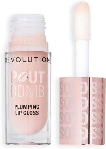 Revolution Beauty, Pout Bomb Plumping Lip Gloss, High-Shine For Glossy, Fuller & Plump Lips With Hyaluronic Acid & Peptides, Vegan & Cruelty-Free, Cherry Sheer Red