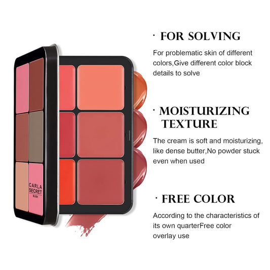12 Colors Cream Blush Palette Matte Blush Contour And Highlight Blush Palette Waterproof And Long Lasting Blush Cream Makeup Palette