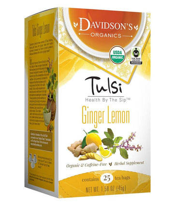 Davidson'S Organics, Tulsi Ginger Lemon, 25-Count Tea Bags, Pack Of 6