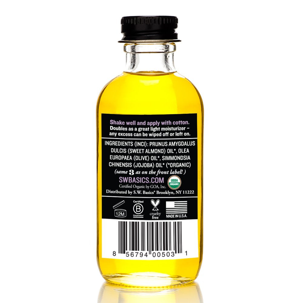 S.W. Basics Makeup Remover With Organic Sweet Almond, Olive & Jojoba Oils, 2 Oz