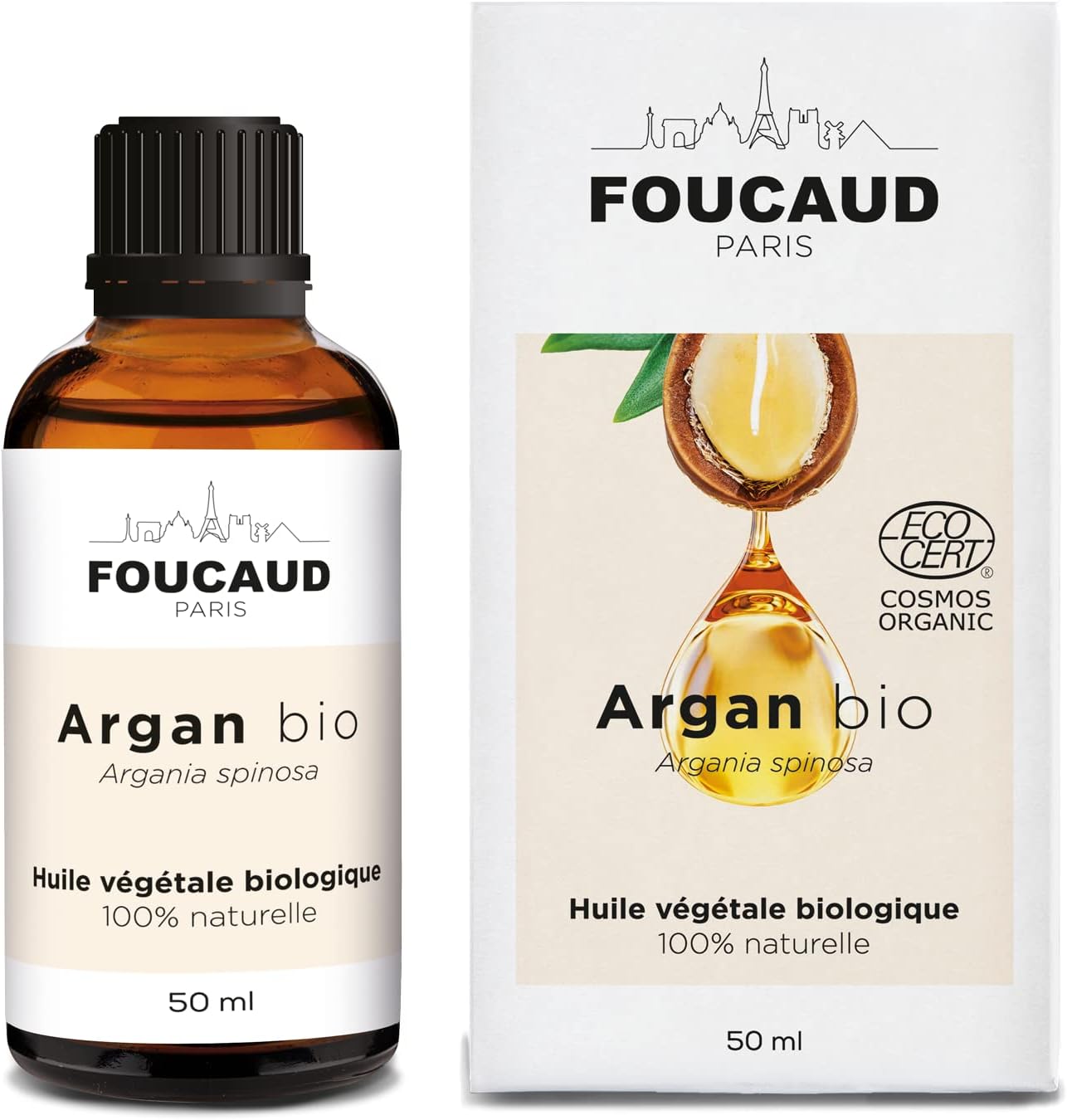 Foucaud - Vegetable Oil From Argan - Argania Spinosa - Organic - 100% Natural - Regenerating - Beautifying - Strengthening - 50 Ml - French Brand Since 1946