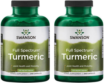 Swanson Full Spectrum Turmeric (Curcumin) - Joint Health, Digestion, Heart Health & Liver Support Supplement - Curcuma Longa Formula Promoting Memory Support - (240 Capsules)
