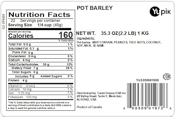 Yupik Pot Barley, 2.2 lb, Whole Grain, Non-GMO, Vegan