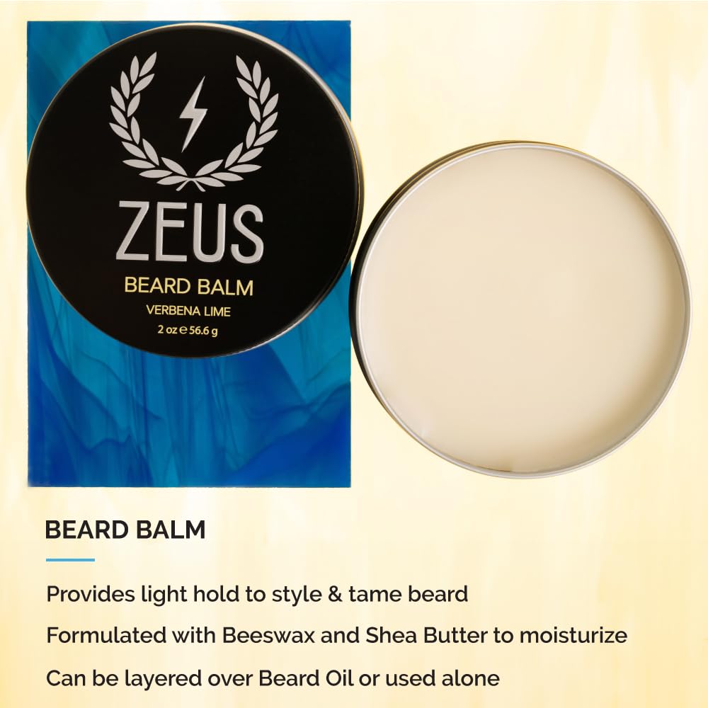 Zeus Everyday Beard Care Kit - Shampoo & Conditioner Wash, Refined Oil & Balm (Made In Usa) Sandalwood : Beauty & Personal Care