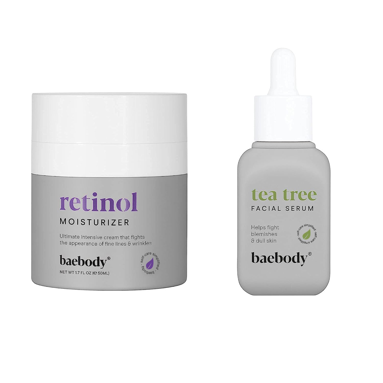 Baebody Retinol Cream Moisturizer & Tea Tree Oil Serum Bundle