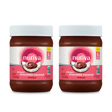 Nutiva Organic Chocolate Coconut Spread, 11.5 oz (Pack of 2) - 5g Sugar Per Serving, Low Carb, Non-GMO, Gluten Free, Paleo, Vegan, Smooth, No Stir
