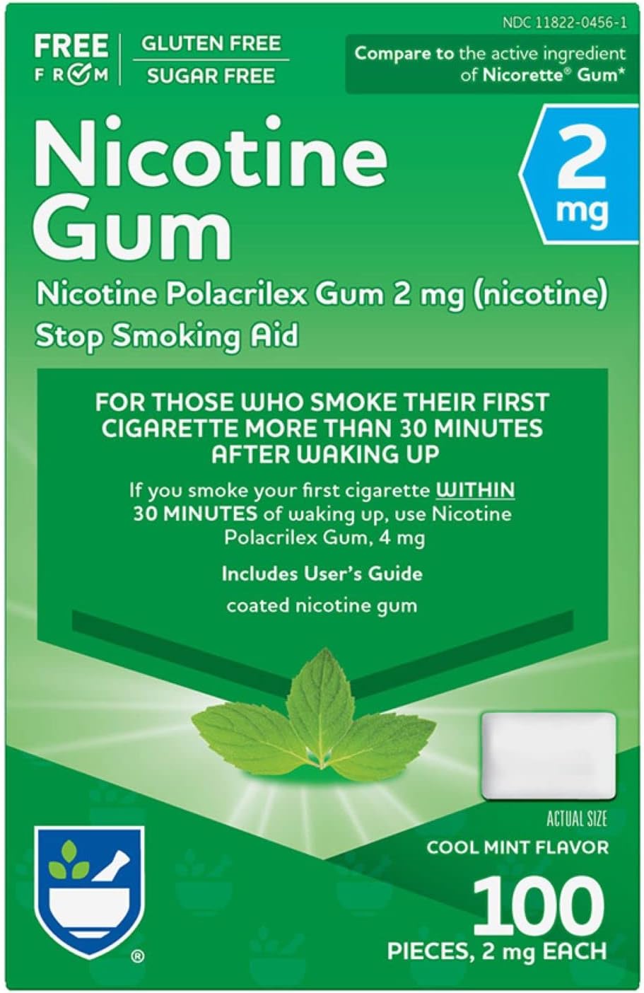 Rite Aid Nicotine Gum, Cool Mint Flavor, 2 Mg - 100 Count | Quit Smoking Aid | Nicotine Replacement Gum | Stop Smoking Aids That Work | Chewing Gum To Help You Quit Smoking | Coated Nicotine Gum