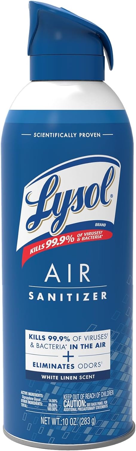 LYSOL Air Sanitizer Spray, For Air Sanitization and Odor Elimination, White Linen Scent, 10 Fl. Oz