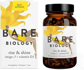 Bare Biology Rise & Shine Omega 3 Fish Oil + Vitamin D3 – High Strengt214 Grams