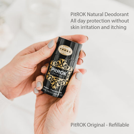 Pitrok Original Crystal Natural Deodorant Stick 1X100G. Refillable 'Push-Up' Format. Vegan, Cruelty Free, Fragrance Free. Sensitive Skin