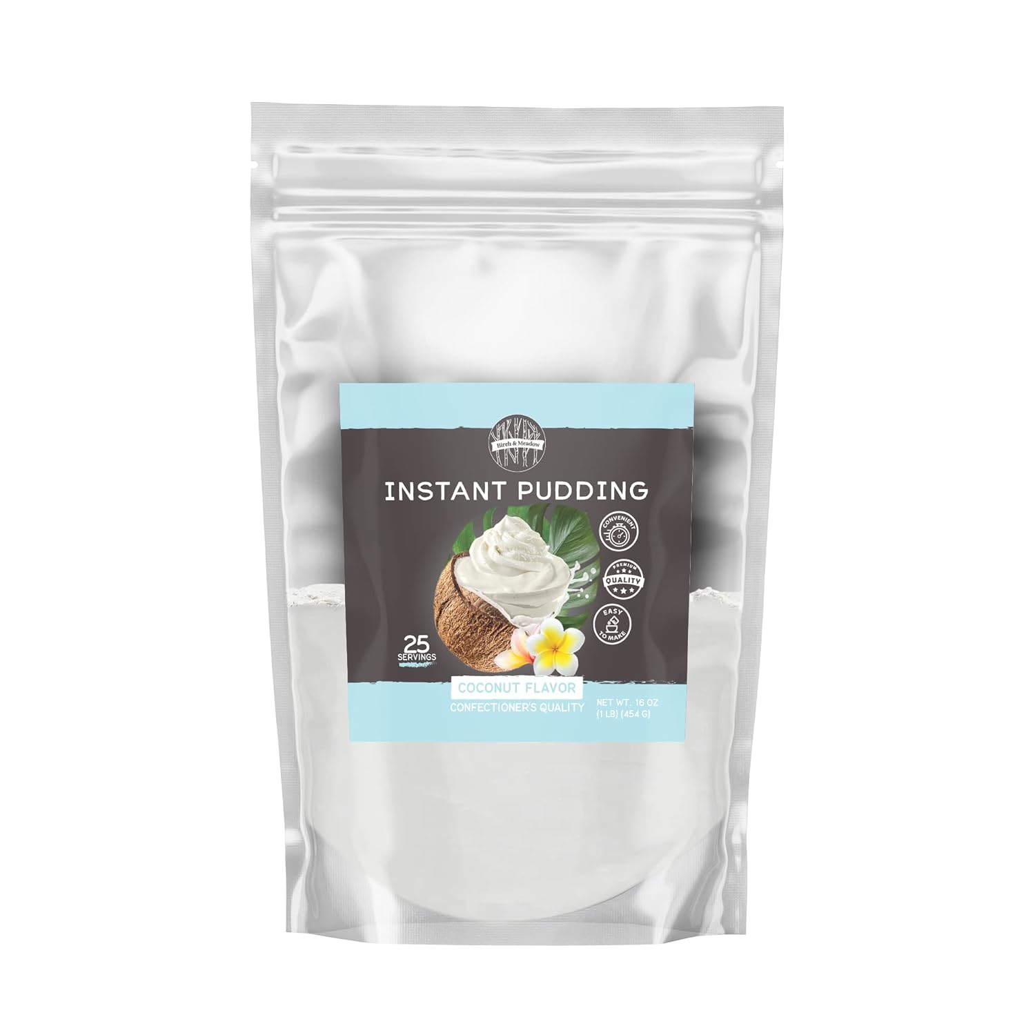 Birch & Meadow 1 Lb, Coconut Instant Pudding, Mix In Minutes, Snack, Filling, Dessert