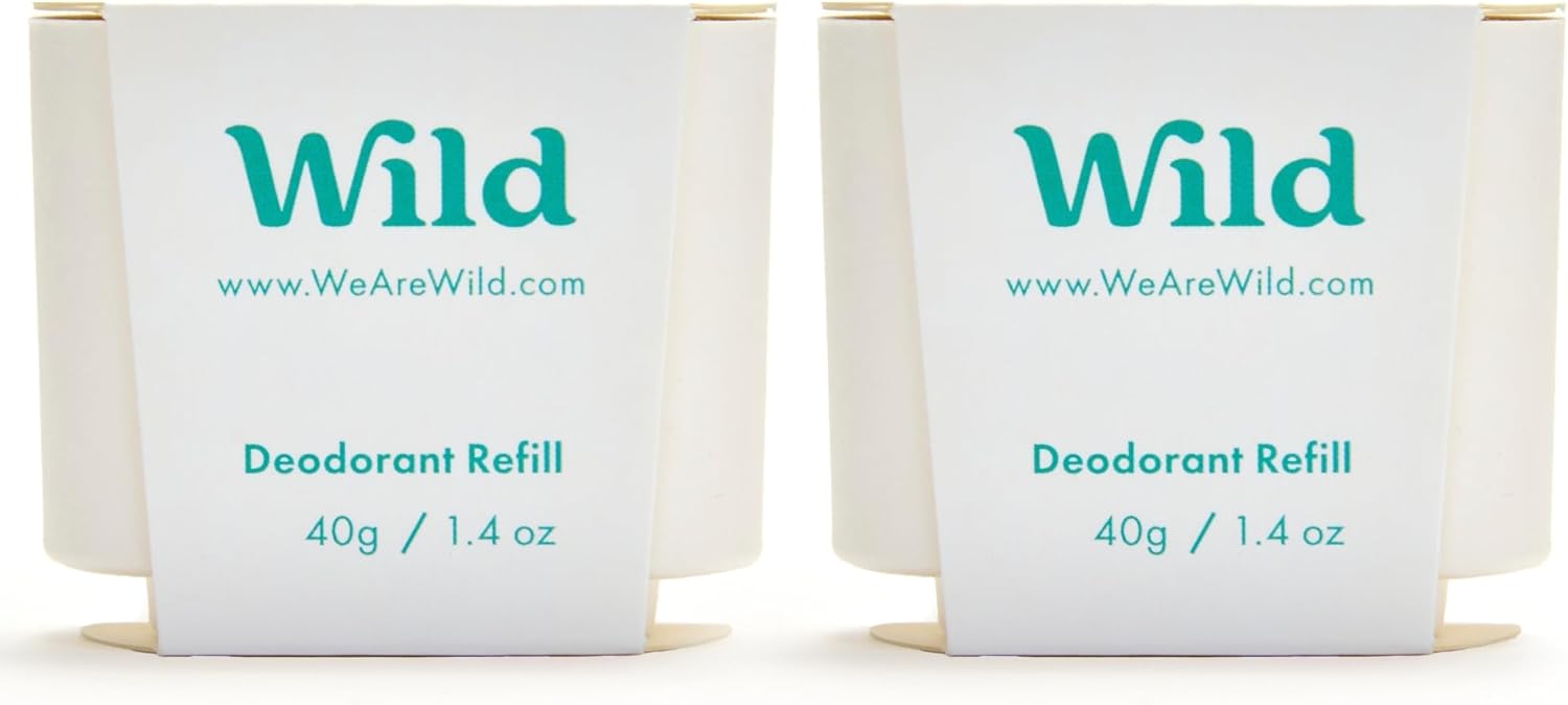 Wild - Natural Refillable Deodorant - Jasmine & Mandarin Blossom Refill Duo Pack - Vegan & Eco-Friendly - Aluminium Free - Long Lasting Protection - Natural Ingredients - 2 Pack Of 40G Refills