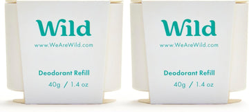 Wild - Natural Refillable Deodorant - Jasmine & Mandarin Blossom Refill Duo Pack - Vegan & Eco-Friendly - Aluminium Free - Long Lasting Protection - Natural Ingredients - 2 Pack Of 40G Refills