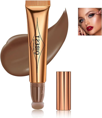 Contour Beauty Wand, Liquid Face Concealer Contouring With Cushion Applicator, High Coverage Natural Matte Finish Highlighter Bronzer Stick Super Silky Cream Face Blush Illuminator Makeup Stick (01#)