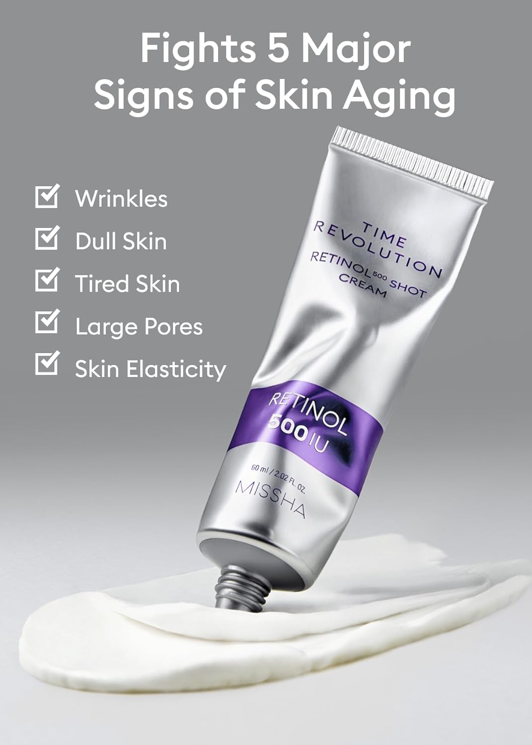 Missha Time Revolution Night Repair Retinol 500 Shot Cream 2.02 Fl Oz - Advanced Korean Retinol Cream For Face, Skin Barrier Strengthening, Improved Elasticity & Radiance, Overnight Moisturization : Beauty & Personal Care