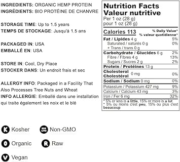 Food to Live Organic Hemp Protein Powder, 4 Pounds — 50% Protein, Non-