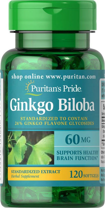 Puritan'S Pride Ginkgo Biloba Standardized Extract Nootropic 60 Mg Softgels, 120 Count