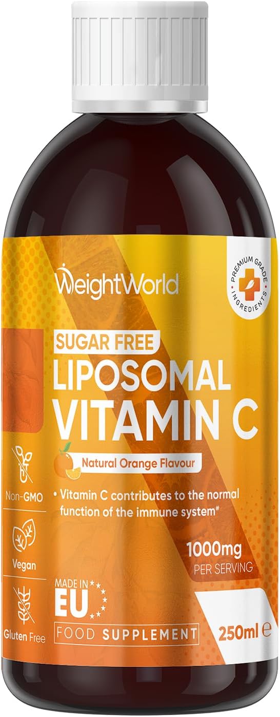 Liposomal Vitamin C - 250Ml - Natural Orange Flavour - Sugar-Free & Gluten-Free - 1000Mg Per Serving - Easy-To-Absorb Sodium-L-Ascorbate Form - Non-Gmo & Vegan-Friendly Vit C Supplements