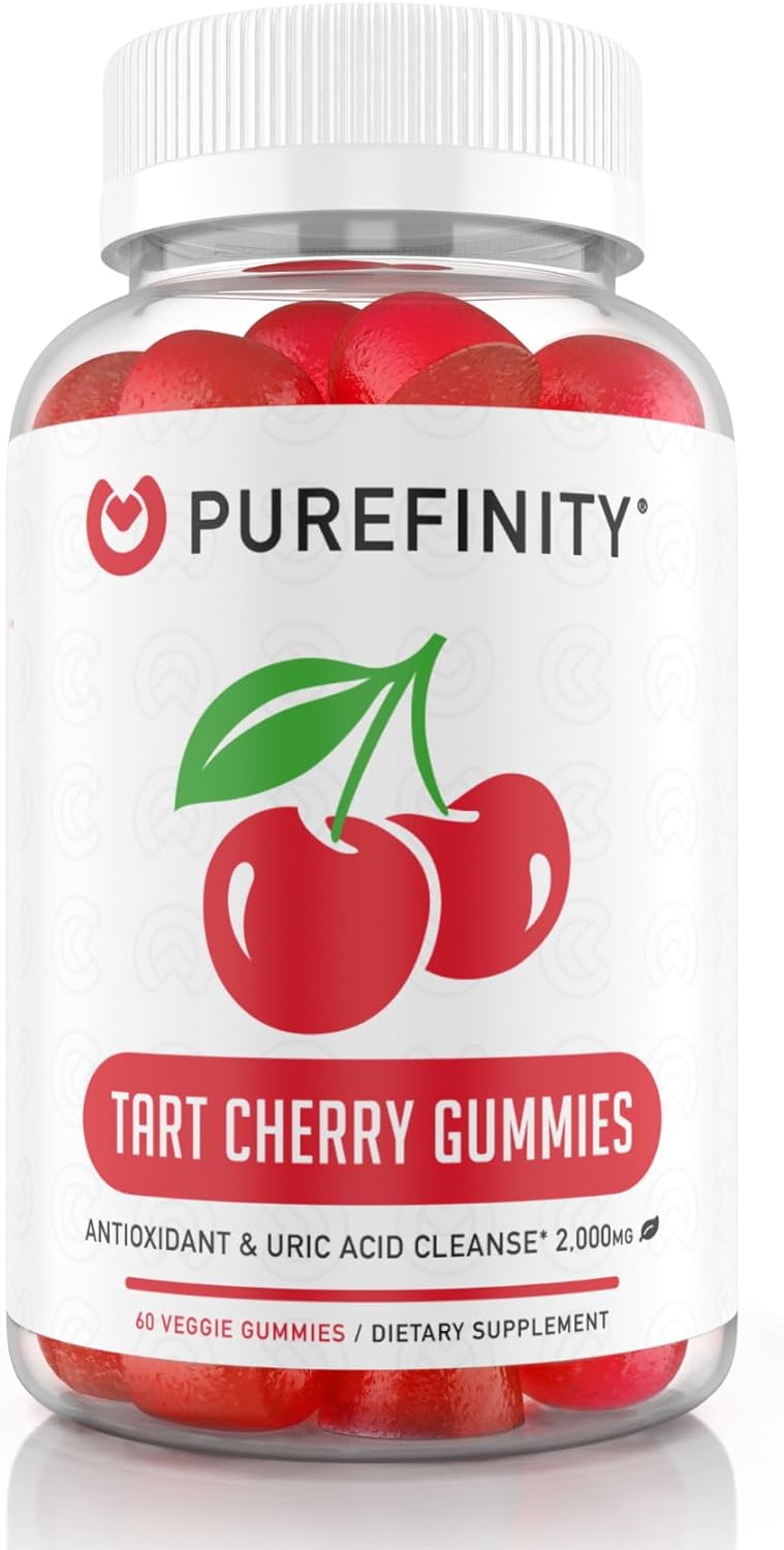 Tart Cherry Gummies Raw Vegan Cherry Extract Gummy for Advanced Uric Acid Cleanse, Powerful Antioxidant with Joint Support - 60 Gummies