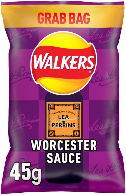 Walkers Lea & Perrins Worcester Sauce Grab Bag Crisps 45G (Case Of 32)