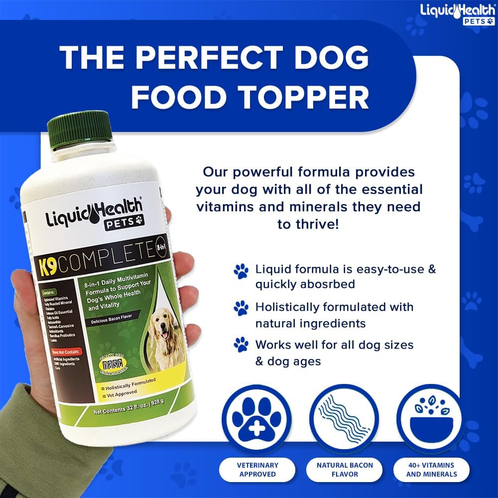 Liquidhealth Pets K9 Glucosamine Chondroitin Hip & Joint Formula & K9 Complete 8-In-1 Multivitamin For Dogs, Puppies - Pet Supplement Bundle For Joint Health, Immune Support, Canine Vitamins, Usa Made : Pet Supplies