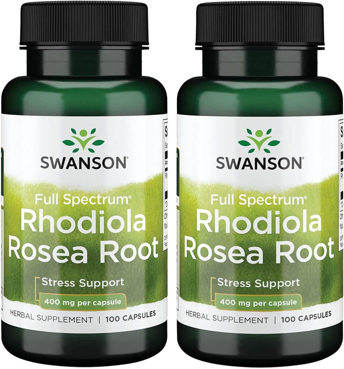 Swanson Rhodiola Rosea Root - Adaptogenic Herb Supplement Promoting Mood Balance & Stress Support - Natural Formula For Energy Support - (100 Capsules, 400Mg Each) 2 Pack