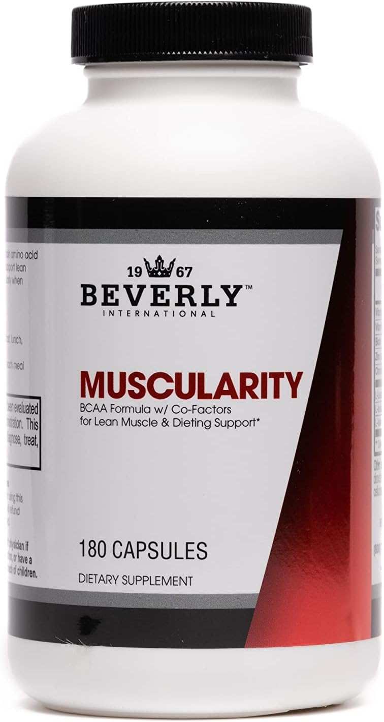 Beverly International Muscularity Specialty Bcaa Formula, 180 Capsules. Branched Chain Amino Acids + Chromium Picolinate, B6-B12. Improves Energy Metabolism - Muscle Recovery - Muscle Guard