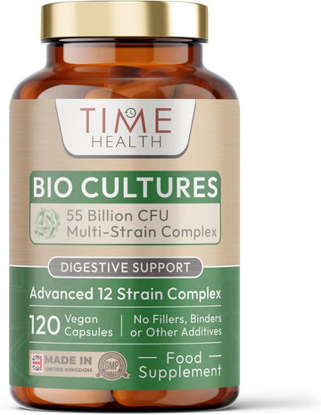 Bio Cultures Complex – 55 Billion Cfu – Advanced 12 Strain Probiotic Formula - Digestion, Immunity & Cognitive Support – Vegan Probiotics – Uk Made
