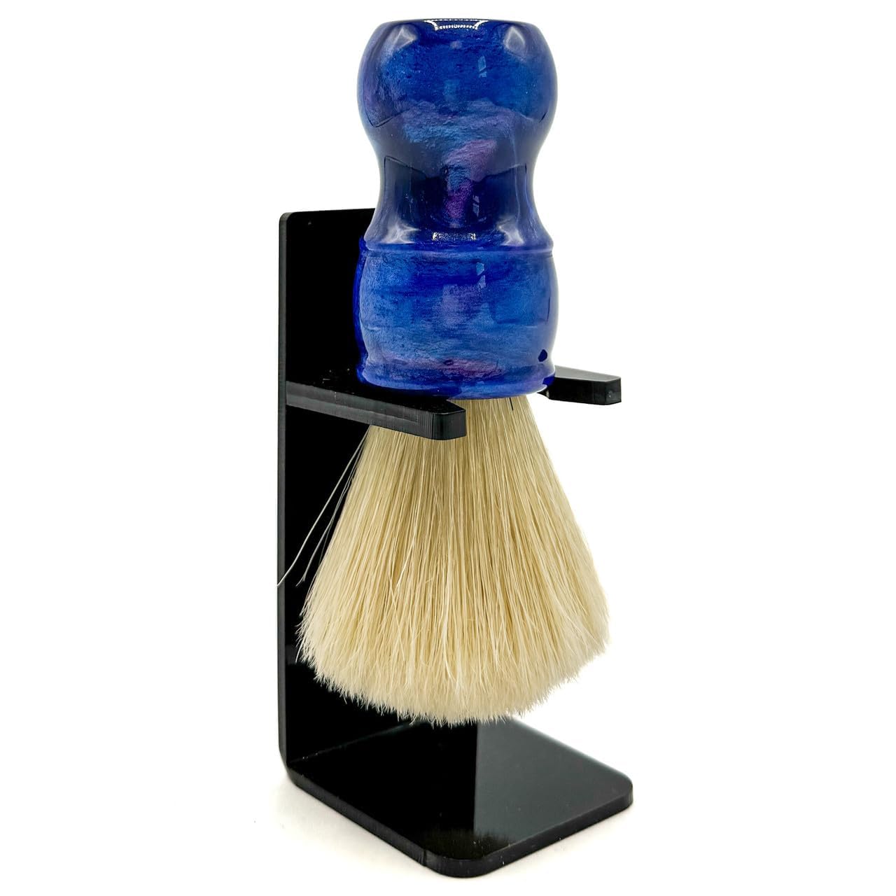 Parker Safety Razor, The Big Blue Boar, Deluxe Iridescent Bluehandle 100% Boar Bristle Shaving Brush, Large 24 Mm Brush Knot For A Better Lather! Shave Stand Included